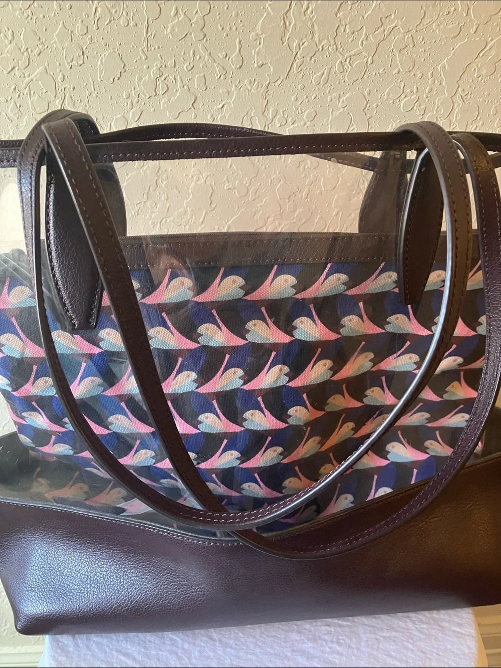 kate spade: Pink Polka Dot Clear See-Through Tote- Flaws